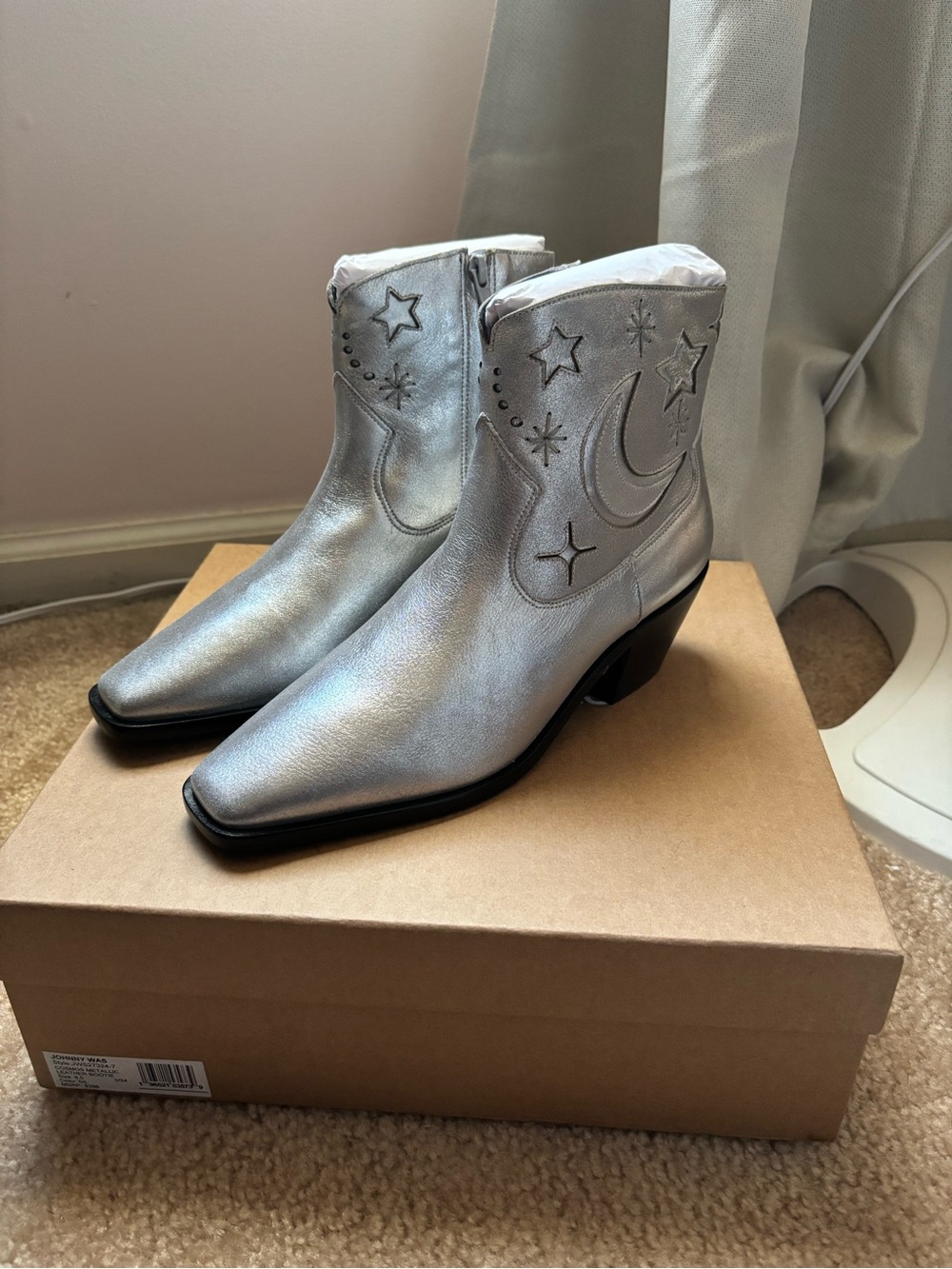 Johnny Was Silver Cosmos Metallic Leather Bootie - NWT